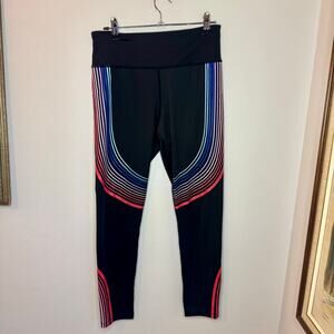 Dyce Active Black Rainbow Striped High Waist Compression Leggings Medium